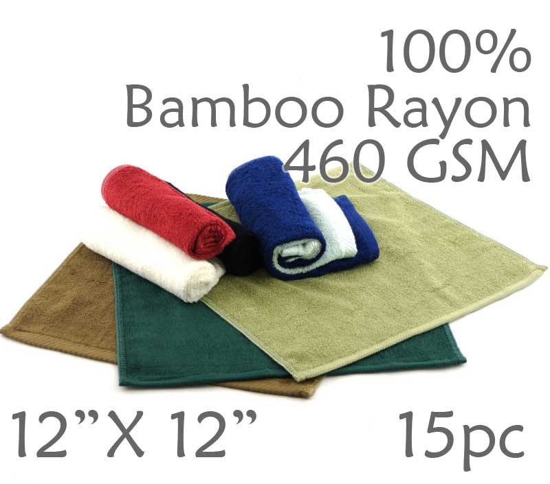 Super Soft Lightweight 100% Rayon from Bamboo Wash Cloth 460 GSM 15pc Choice of Color