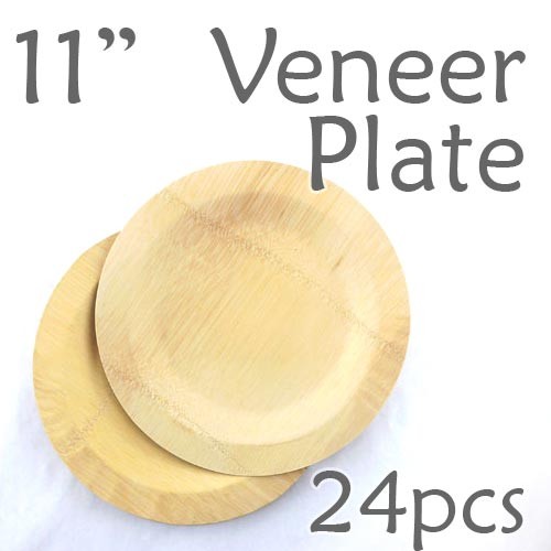 Disposable Bamboo 11" Veneer Plate- Round- 24pc