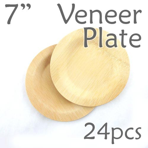 Disposable Bamboo 7" Veneer Plate- Round- 24pc