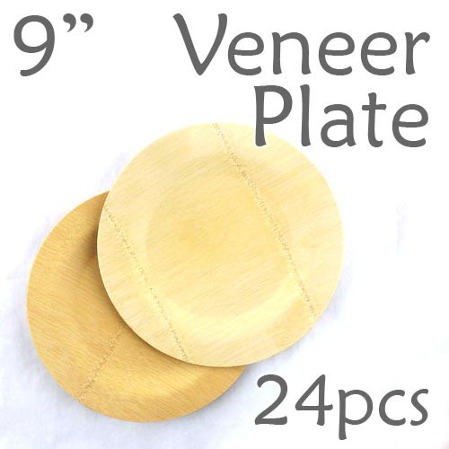 Disposable Bamboo 9" Veneer Plate- Round- 24pc