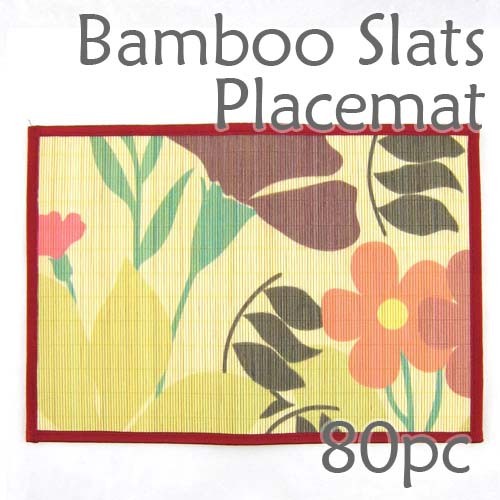Bamboo Placemat - Red Floral Imprint - 80pc