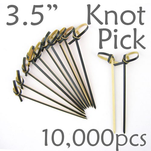 Bamboo Knot Picks 3.5 - Black - Case of 10,000 Pieces