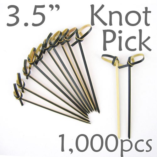 Bamboo Knot Picks 3.5 - Black - box of 1000 Pieces