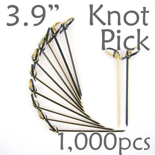 Bamboo Knot Picks 3.9 - Black - box of 1000 Pieces