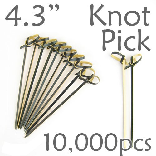 Bamboo Knot Picks 4.3 - Black - Case of 10,000 Pieces