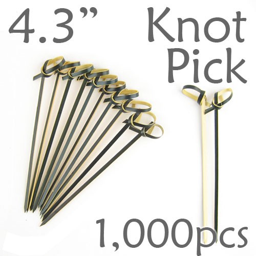 Bamboo Knot Picks 4.3 - Black - box of 1000 Pieces