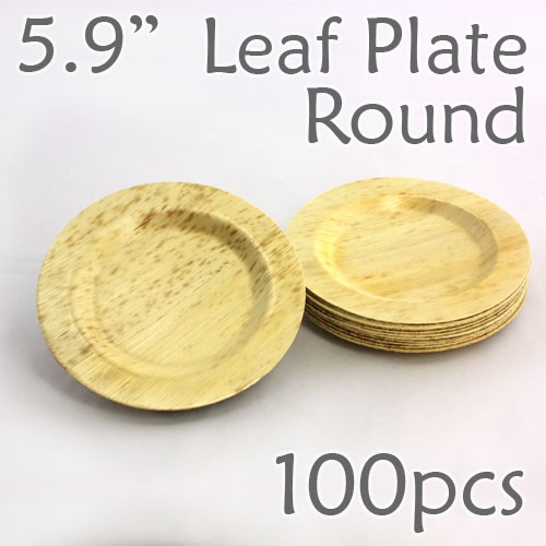 Bamboo Leaf Round Plate 5.9" -100 pc.
