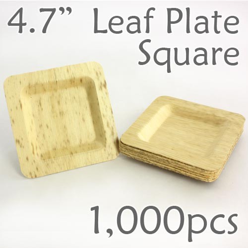 Bamboo Leaf Square Plate 4.7" -1000 pc.