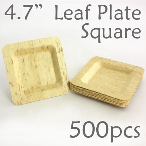 Bamboo Leaf Square Plate 4.7" -500 pc.