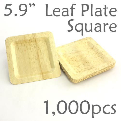 Bamboo Leaf Square Plate 5.9" -1000 pc.