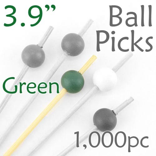 Ball Picks  3.9 Long - Green - Box of 1000 pc
