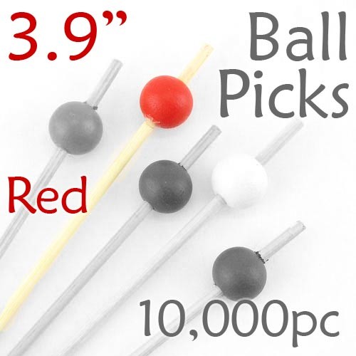 Ball Picks  3.9 Long - Red - Case of 10,000 pc