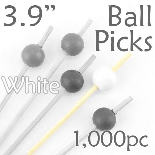 Ball Picks  3.9 Long - White - Box of 1000 pc