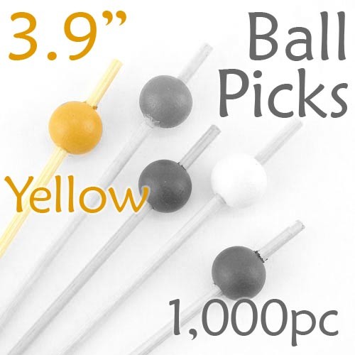 Ball Picks  3.9 Long - Yellow - Box of 1000 pc