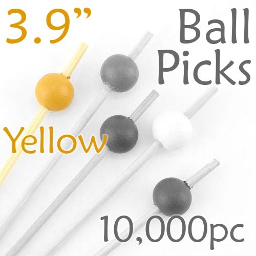 Ball Picks  3.9 Long - Yellow - Case of 10,000 pc