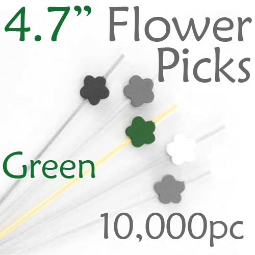 Flower Picks  4.7 Long - Green - Case of 10,000 pc