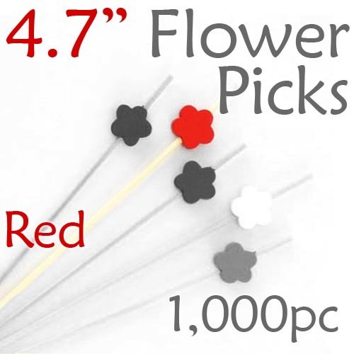 Flower Picks  4.7 Long - Red - Box of 1000 pc