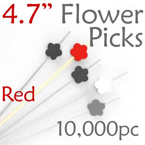 Flower Picks  4.7 Long - Red - Case of 10,000 pc