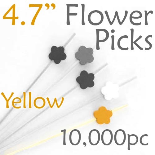 Flower Picks  4.7 Long - Yellow - Case of 10,000 pc
