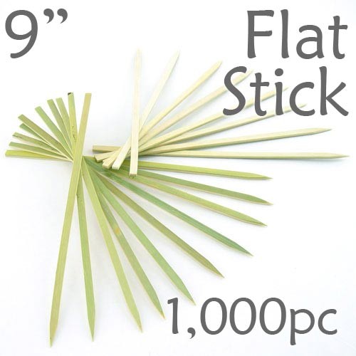 Bamboo Flat Stick Skewers 9.05 - Green - box of 1000 Pieces