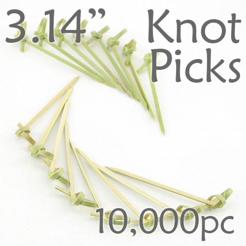 Bamboo Knot Picks 3.14 - Green - Case of 10,000 Pieces