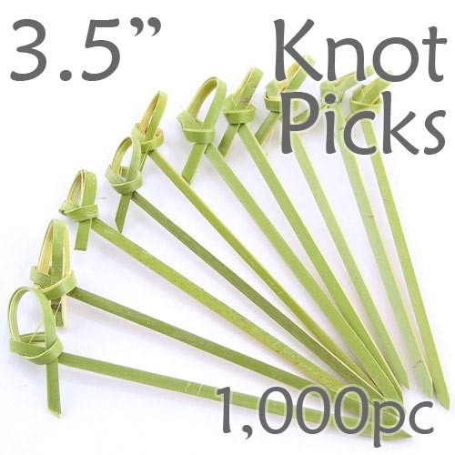 Bamboo Knot Picks 3.5 - Green - box of 1000 Pieces
