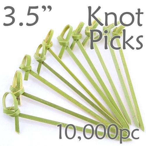 Bamboo Knot Picks 3.5 - Green - Case of 10,000 Pieces
