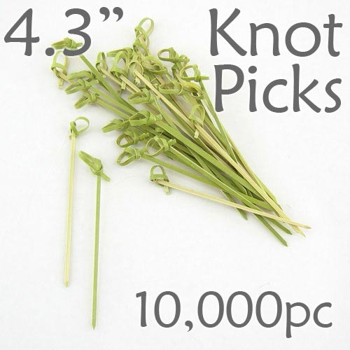 Bamboo Knot Picks 4.3 - Green - Case of 10,000 Pieces
