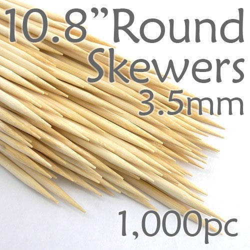 Bamboo Round Skewer 10.8 Long 3.5mm dia. Box of 1000