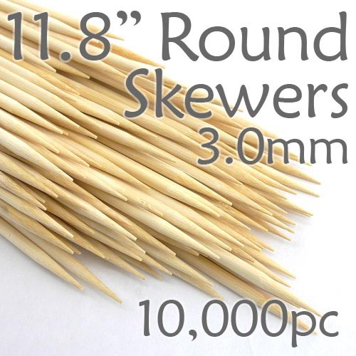 Bamboo Round Skewer 11.8 Long 3.0mm dia. Case of  of 10,000