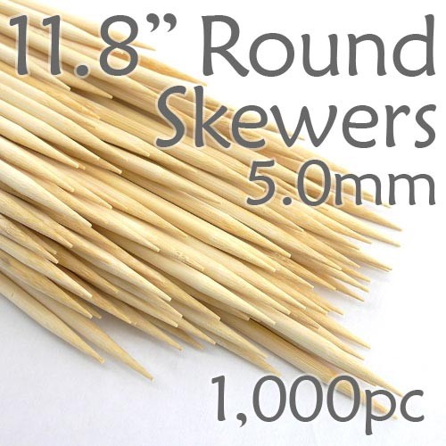 Bamboo Round Skewer 11.8 Long 5.0mm dia. Box of 1000