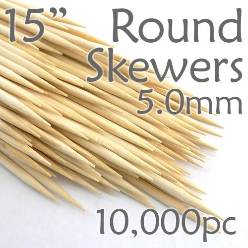 Extra Long Bamboo Round Skewer 15 Long 5.0mm dia. Case of  of 10,000