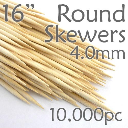 Extra Long Bamboo Round Skewer 16 Long 4.0mm dia. Case of  of 10,000