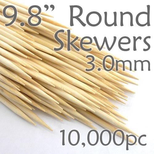 Bamboo Round Skewer 9.8 Long 3.0mm dia. Case of  of 10,000