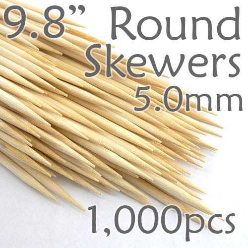 Bamboo Round Skewer 9.8 Long 5.0mm dia. Box of 1000