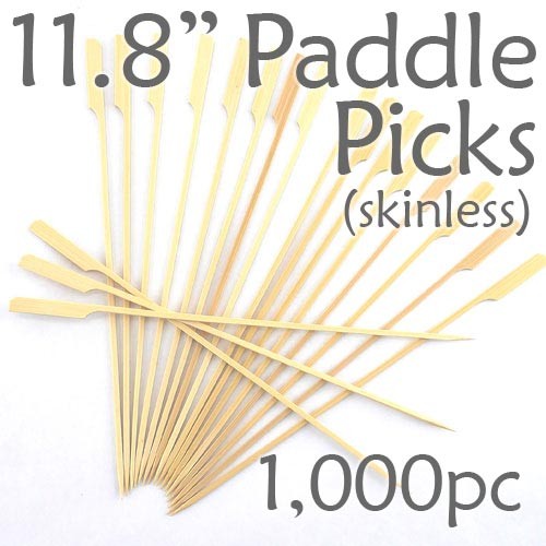 Bamboo Paddle Picks 11.8 - Skinless - box of 1000 Pieces