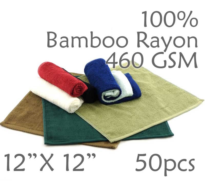 Super Soft Lightweight 100% Rayon from Bamboo Wash Cloth 460 GSM 50pc Choice of Color