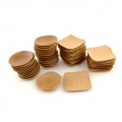 Small Solid Bamboo Dishes 2 3/8" (6cm X 6cm) Mixed 100pc