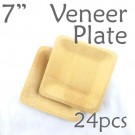 Disposable Bamboo 7" Veneer Plate- Square- 24pc