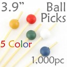 Ball Picks  3.9 Long - 5 Color Assortment - Box of 1000 pc