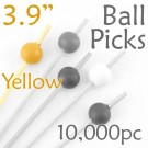 Ball Picks  3.9 Long - Yellow - Case of 10,000 pc