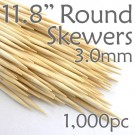 Bamboo Round Skewer 11.8 Long 3.0mm dia. Box of 1000