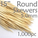 Extra Long Bamboo Round Skewer 15 Long 5.0mm dia. Box of 1000