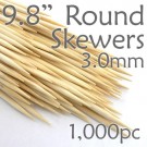 Bamboo Round Skewer 9.8 Long 3.0mm dia. Box of 1000